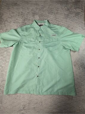 Habit Seafarer Fishing Shirt XL Green Gingham Vented UPF 40+ Lightweight